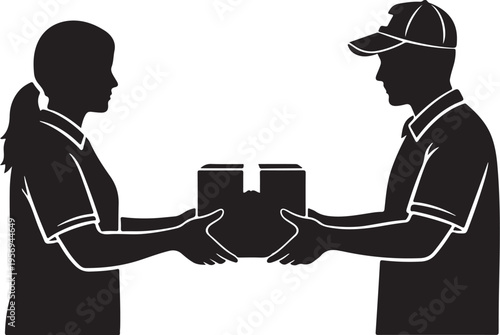 Delivery person handing over packages to a customer