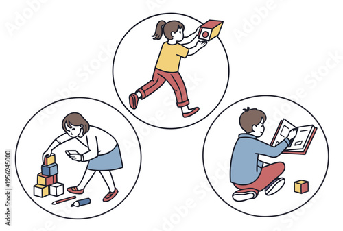 Children engaging in educational activities kids learning girl