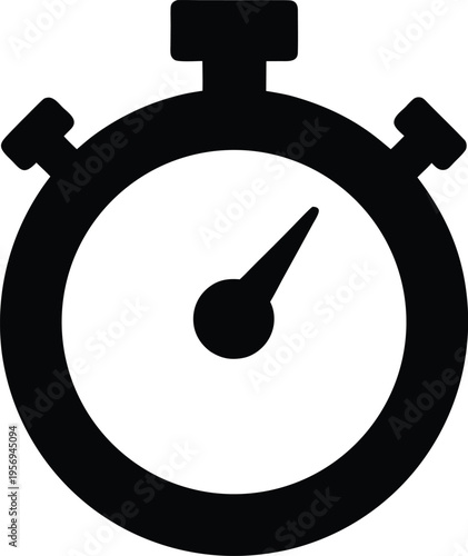 Stopwatch timer flat icon, Stopwatch timer vector silhouette