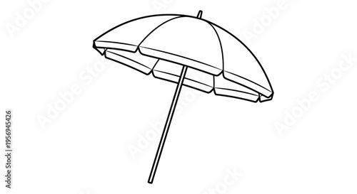 Simple line drawing of a beach umbrella on a white background