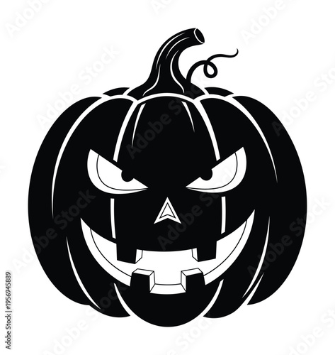 Vector of a menacing pumpkin with an evil grin and sharp teeth