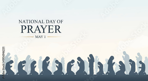 National Day of Prayer vector illustration with raised hands