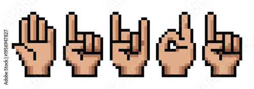 Pixel Hands: A Collection of Diverse Hand Gestures in Retro Style