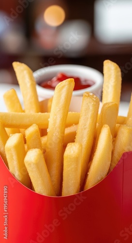 Golden French Fries with Ketchup.