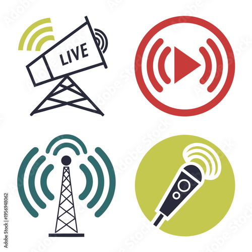 Live broadcast and communication microphone satellite dish transmission tower