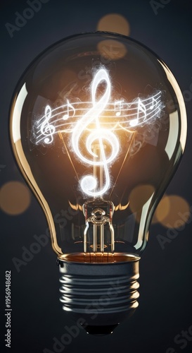 Musical Idea - Light Bulb with Music Notes.
