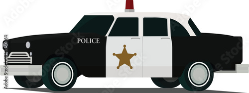 Old police car angled front side view illustration