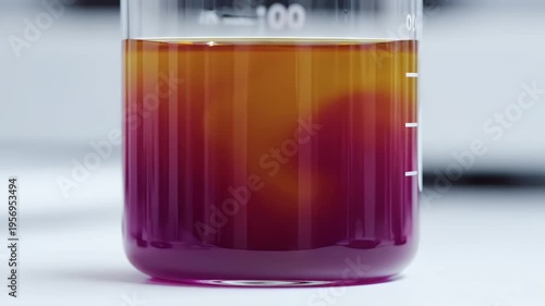 Wallpaper Mural A beaker shows a purple liquid mixing with yellow, creating swirling color diffusion Torontodigital.ca