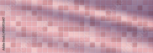 Bright ceramic grid texture inspired by swimming pool and spa interiors. Pink Bathroom tile pattern for interior design and product backdrop.
