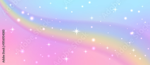 Cartoon-style gradient with clouds and subtle watercolor textures. Dream pink glitter effect for baby, kawaii, and magical themes.