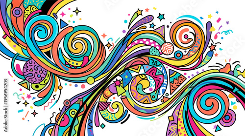 Vibrant swirling patterns of colorful art.