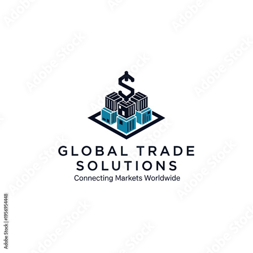 Global Trade Solutions Logo - Interconnected Shipping Containers with Dollar Sign.