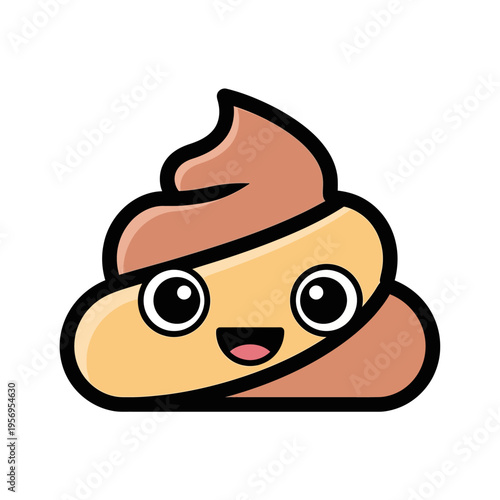 Cute Smiling Poop Emoji Icon with Big Eyes