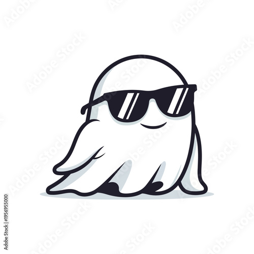 Cool Ghost Wearing Sunglasses, Cartoon Character, Fun and Playful Spirit