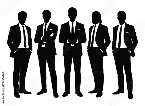 Five Businessmen Silhouette Vector Illustration