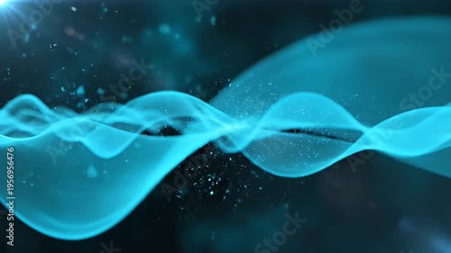 Wallpaper Mural An abstract, teal-toned visualization with swirling, undulating forms, sparkles, and a lens flare Torontodigital.ca