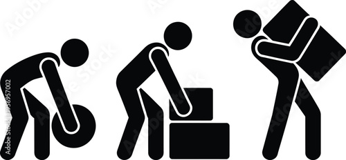 Illustration of the process of loading luggage onto a cart