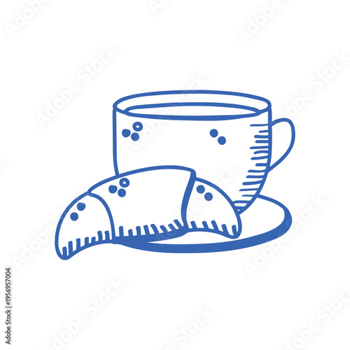 Breakfast Coffee Croissant Line Icon
