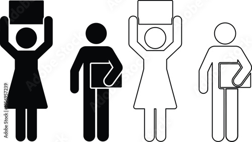 Illustration of people carrying and holding items in different ways