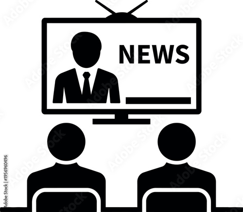 Two individuals watching a news broadcast on television