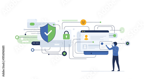 Cybersecurity concept, data protection, secure network, privacy, digital security, user authentication