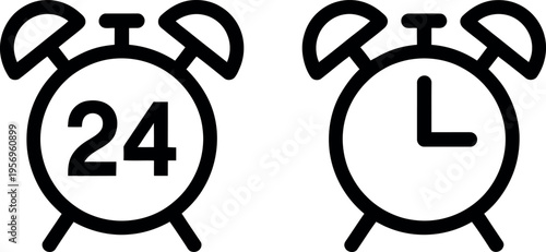 Comparison of a 24-hour clock and a clock with a single hand labeled l for long duration