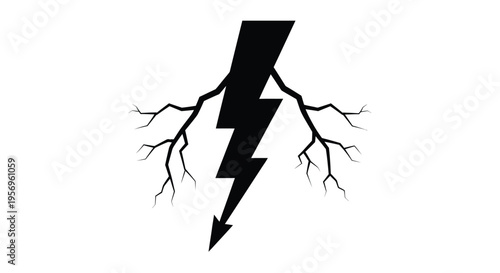 A striking black lightning bolt design against a white background silhouette