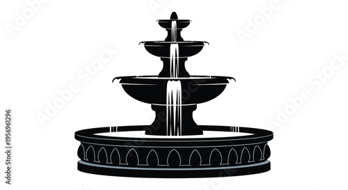 Elegant tiered fountain design a striking black silhouette