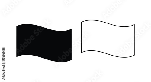 Two waving flags one black and one white in stark contrast silhouette
