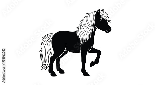 Elegant horse standing gracefully depicted in a striking black silhouette