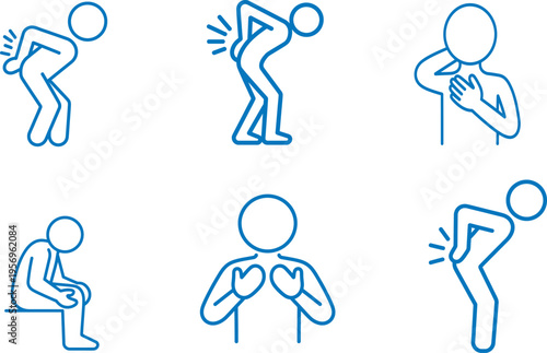 Illustrations of common human first aid and emergency actions