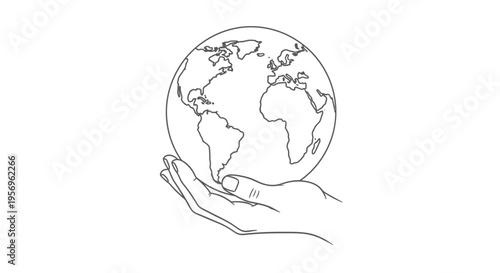 A hand gently cradling a globe depicted in a striking silhouette