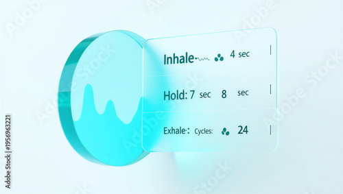 Breathing exercise interface with instructions on screen display  relaxation and meditation aid
