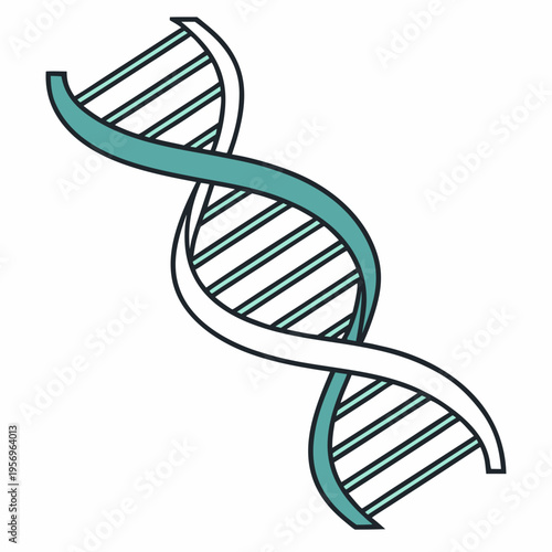 Dna double helix with teal and white details biology