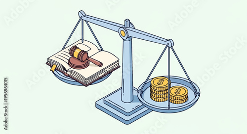 Vector illustration of law and money balance scale