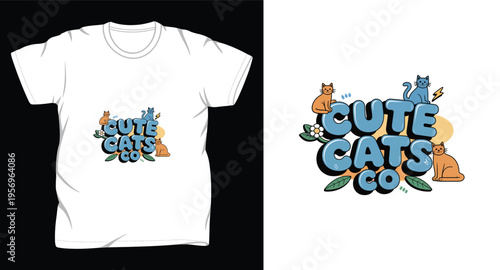 cat graphic vector art t-shirt design print template 