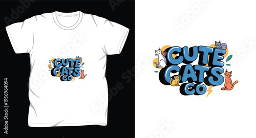 cat graphic vector art t-shirt design print template 