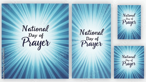 National day of prayer banners with radiant blue background and text