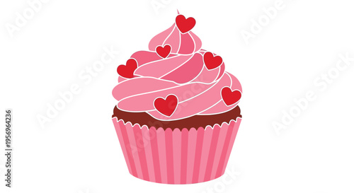 A colorful cupcake adorned with hearts a delightful sweet silhouette