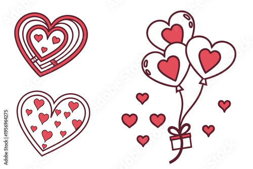 Heart balloons and gift for valentine's day celebration