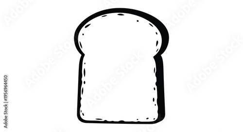 Simple black outline of a bread slice stark visual silhouette