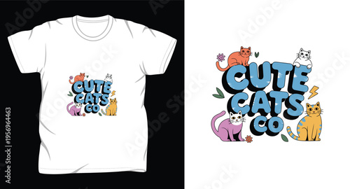 cat graphic vector art t-shirt design print template 