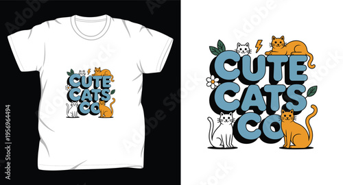 cat graphic vector art t-shirt design print template 