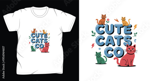 cat graphic vector art t-shirt design print template 