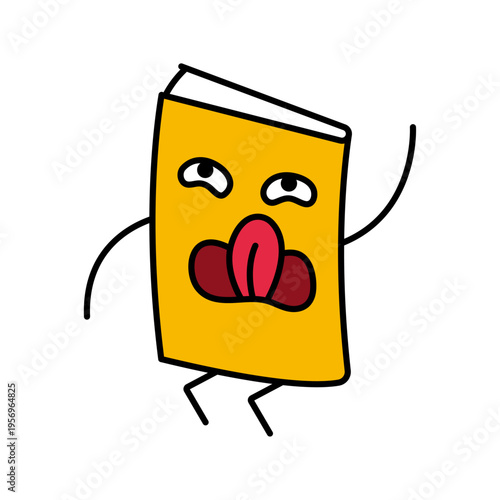 Vector illustration of a funny book character with a cute expressive face and playful pose.