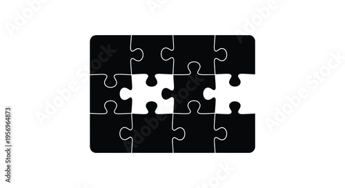 Black puzzle with missing pieces a minimalist graphic silhouette