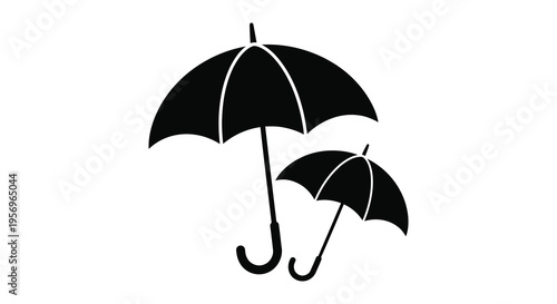 Two black umbrellas against a white background a striking silhouette