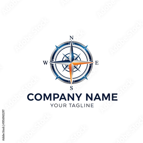 Detailed Compass Rose Logo with Directional Indicators and Nautical Design Elements.