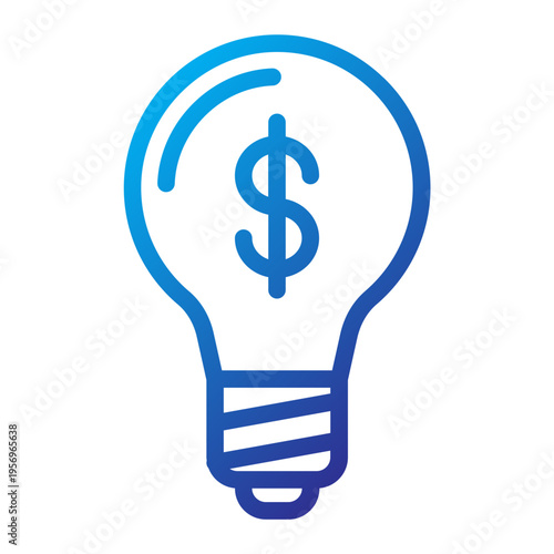 Line Gradient Icon of a lightbulb with a dollar sign representing innovative ideas for business profitability