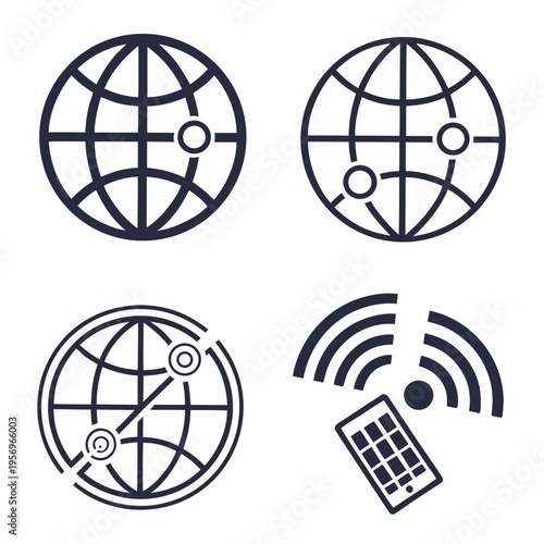 Black of globe and wireless signal technology